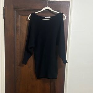 “Here Comes the Sun” Petite Elegant Black Women's Sweater dress